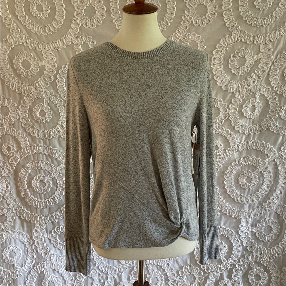 Escape by Habitat soft fleece Side Twist Gray Long Sleeve Knit Sweater